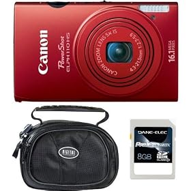 Canon PowerShot ELPH 110 HS Red 16.1MP Compact Digital Camera, Carrying Case and 8GB SDHC Memory Car