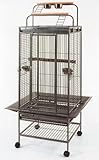New Large Play Top Bird Cage Parrot Finch Macaw Cockatoo Bird Wrought Iron Cage *Black Hammertone*