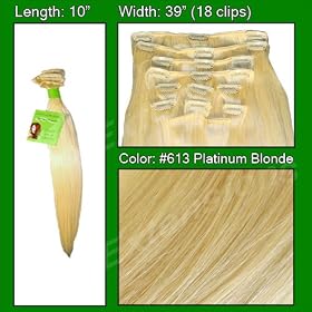 10″ Inch #613 Platinum Blonde Pro Extensions Human Hair Extensions