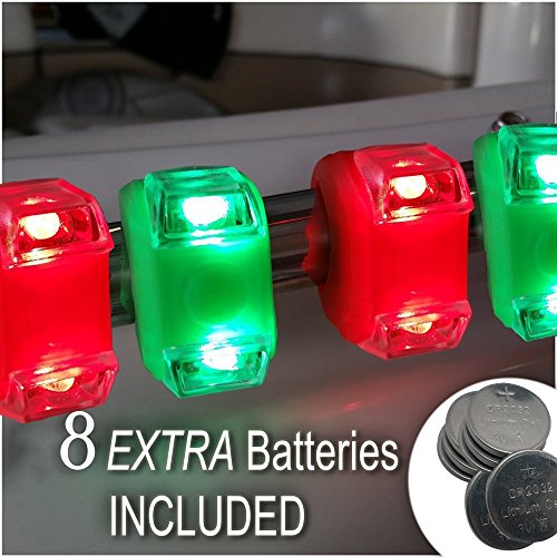 2 Green & 2 Red Portable Marine LED Boating Lights -