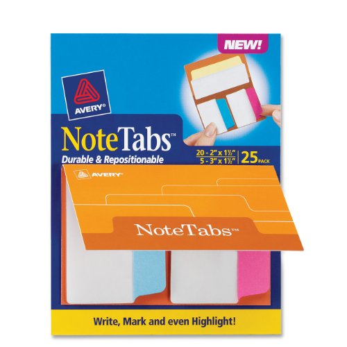 Avery NoteTabs Books, 2 x 1.5 Inch, Pack of 25 (16389)