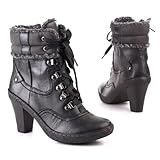 Damen Schuhe, STIEFELETTEN, BOOTS WARM GEFÜTTERT, N577-1, Synthetik in hochwertiger Leder Optik, Schwarz, Gr 36