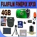 Fujifilm FinePix XP30 14 MP Waterproof Digital Camera with Fujinon 5x Optical Zoom Lens and GPS Geo-Tagging Function (Green) 4GB SD HC Card Battery and More Accessory Saver Bundle