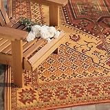 Turkish Pattern Reversible All-Weather Floor Rug - (4L x 6'W) Indoor / Outdoor (RUST)