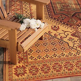 Turkish Pattern Reversible All-Weather Floor Rug - 4L x 6'W Indoor / Outdoor RUST