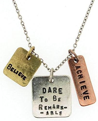 Dare To Be Remarkable.... Triple Charm Tag Pendants 16" + 3" Extender Chain