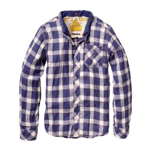 Scotch & Soda Kids - Boys Lightweight Blue Checkered Cotton Shirt