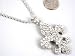 Beautiful Large 2 3/4 Ice Crystal Fleur De Lis Charm Necklace Long Ball Chain ~ Silver Tone