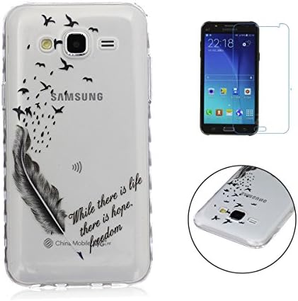 Samsung Galaxy J7(2015 Version) Case Transparent Silicon Cover Sireken Clear Soft Gel TPU Silicone Ultra Thin for Samsung Galaxy J7(2015 Version) [Feather And Birds]