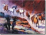 "Coming Through the Canyon" by Mikki Senkarik - Artwork On Tile Ceramic Mural 18" x 24" Kitchen Shower Backsplash