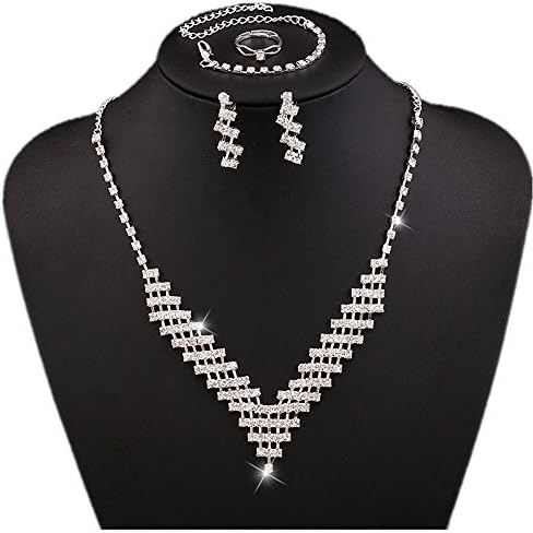 TIDOO Jewelry Womens Luxury Necklace Bracelet Ring And Dangle Earring Jewelry Set With Shinning Cubic Zicons And Simulated Pearl Trendy Elegance Best Gift For Mother's Day Lover Party Wedding Anniversary Engagement Valentine's Day And Christmas
