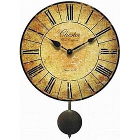 Infinity Instruments Antiqued Chester Wall Clock With Pendulum