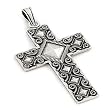 Decorated Plain Silver Cross Pendant Decorated Plain Silver Cross Pendant