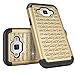 Tekcoo Galaxy Sky Case, J3/J3 V Case, Express Prime Case, Amp Prime Case, [Tstar] [Champagne Gold] Studded Rhinestone Crystal Bling Rubber Defender Plastic Rugged Hard Cover for Samsung Galaxy Sol