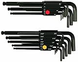 WIHA 36900 Ball End Hex L-Key Mid Length Inch and Metric Set with 2 Holders 1.5-10mm, .050-3/8-Inch,
