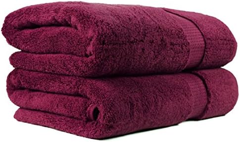 Ultra-Soft Plush Luxury 100% Natural Micro-Cotton 2 Piece Towel Set. Superior Absorbency. Color Lock Technology Keep Colors Intact.(30 Day Money Back Guarantee) (Bath Towel - Set of 2, Burgundy )