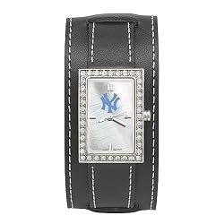 New York Yankees Ladies MLB "Starlette" Watch (Wide Leather Band)