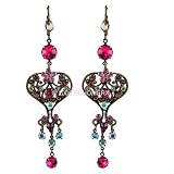 Victorian Long Earrings Heart Pink