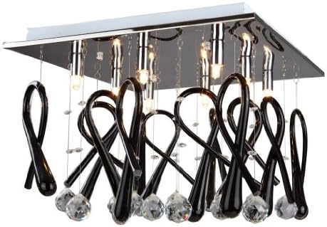Unitary™ Art Deco Crystal Flush Mount Light Max 320W With 8 Lights Chrome Finish