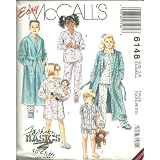 Children's, Boys Or Girls Robe, Tie belt, Nightshirt And Pajamas Size: 2-4 Ex-Small. McCall's Sewing Pattern 6148
