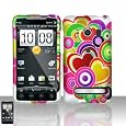 Rubberized Colorful Heart Snap on Design Case Hard Case Skin Cover Faceplate for Sprint Htc Evo 4g + Screen Protector Film + Free Cell Phone Bag