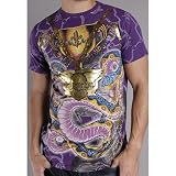 Ed Hardy - NEW: Christian Audigier, Designer of Ed Hardy Snake Mens S/S All Over Multi Rhinestone Tee - Eggplant.