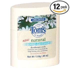 Tom's of Maine Natural Deodorant Stick, Unscented, 0.48-Ounce Stick (Pack of 12)