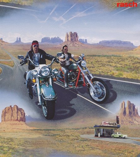 Rasch Tapete 126501 Papiertapete Muster "Easy Rider" blau-beige