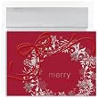 Silver & Red Wreath Christmas Cards -