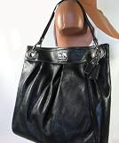 NEW AUTHENTIC COACH MADISON LARGE LEATHER HIPPIE SHOULDER CONVERTIBLE HANDBAG (Black/Silver)