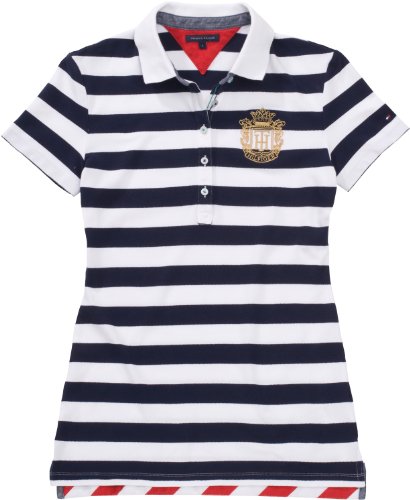 Tommy Hilfiger Damen JOSSE STP POLO SS 1M87610850, Gr. LG (CORE NAVY/ CLASSIC WHITE 475) Preisvergleich