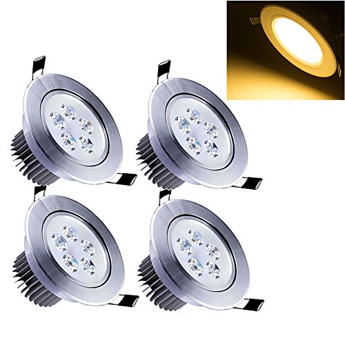 Deckey Warm White 5W Ceiling Light Downlight Spotlight Recessed Lighting Fixture Adjustable Gimbal Down Light Led Recessed LED Downlight (Pack of 4)