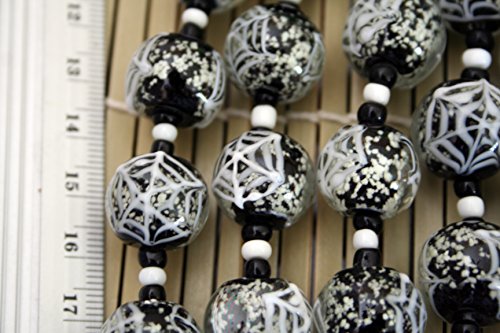Halloween Spider Web Glow In Dark Round Lampwork Glass Beads(Pack of 12 beads)