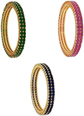 PAKIRA EXPORT PRIVATE LIMITED6pic Gold Plated Multi Color ad cz Traditional Bollywood Bridal Indian jewelery Bangles Set