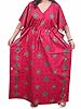 Mogul Kaftan Caftans Pink Printed Bohemian Cotton Long Maxi Dress One Size