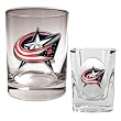 Columbus Blue Jackets Rocks Glass & Square Shot Glass Set - Primary Logo NHL Hockey
