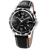 Orkina Fashion Mens Black Dial Leather Date Sport Quartz Wrist Watch Gift