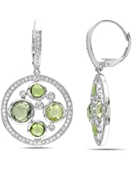 14k White Gold Peridot, Lemon-Quartz, Green-Amethyst and Diamond Earrings (.75 cttw, G-H Color, SI Clarity)