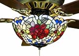 51BoP5pbcgL. SL160  Renaissance Rose Tiffany Stained Glass Ceiling Fan Light Kit 12 Inches W