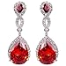 EVER FAITH Austrian Crystal Red Drop CZ Stunning Wedding Infinity 8-Shaped Pierced Dangle Earrings