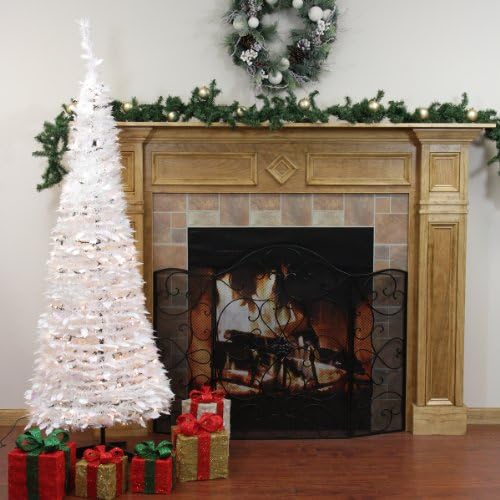 6' Pre-Lit Pop Up Iridescent Tinsel Artificial Christmas Tree - Clear Lights