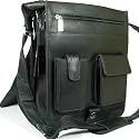 New Visconti unisex black hunter leather A4 messenger man bag style  18410
