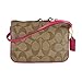 Coach Signature PVC and Leather Small Wristlet Khaki/Pink Ruby