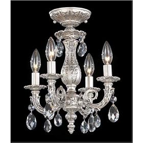 Schonbek 5654-84TK Royal Pewter Teak Strass Milano Tuscan Four Light Up Lighting Semi... from Ceiling Fixtures