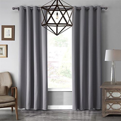 Solid Grommet top Thermal Insulated Window Blackout Curtain for Living Room/Bedroom Multi Sizes and Colors BEIBEITEX(42''W×84''L,gray)
