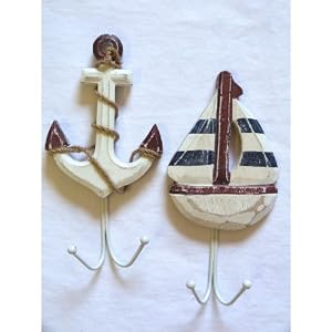 Nautical Anchor and Sailboat Wall Hooks