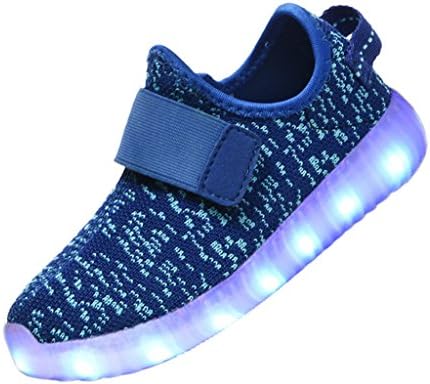 ERUPT Unisex Kids Casual Fashion Sneakers Breathable Athletic Sports Light Up Shoes with LED, blue 28M