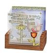 Garden Blooms Glass Coasters - Set of 4 w/ Wood Caddy