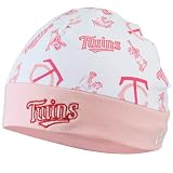 MLB New Era Minnesota Twins Newborn Girls White-Pink Reversible Knit Beanie
