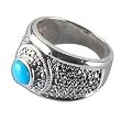 Love Gift Sterling Silver Turquoise Ring US Size 8 3/4